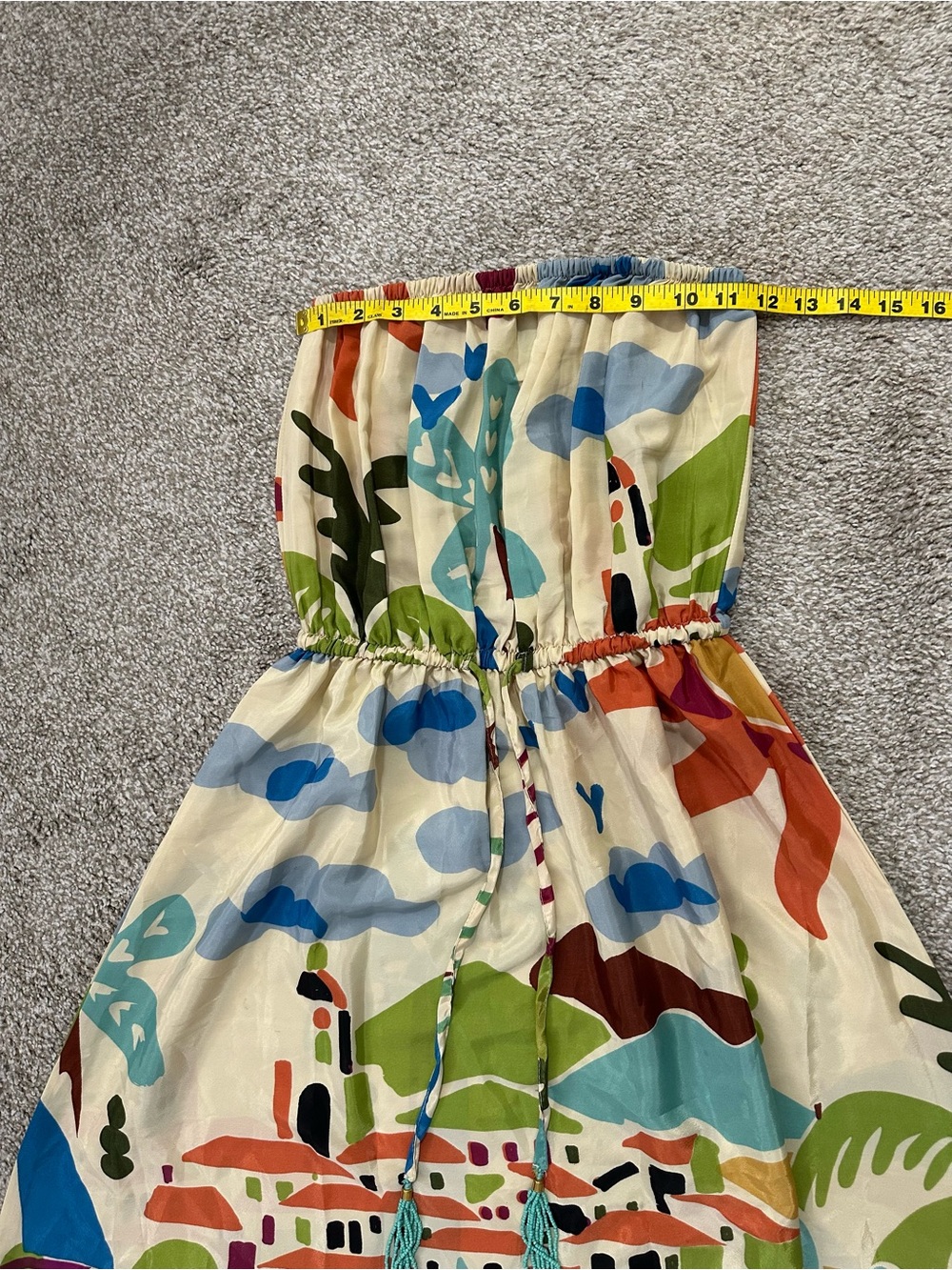 Mediterranean Print Strapless Maxi Dress – Size Small - Picture 4 of 9